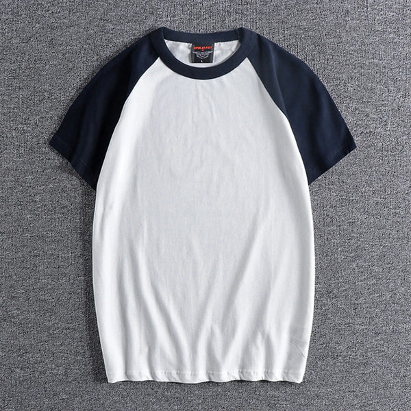 Glitchcore Anime panel – Summer Short Sleeved Mens New Retro Stitching Contrast Color