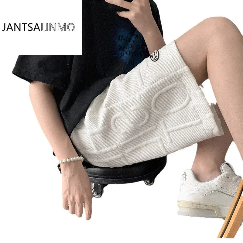2023 Summer New Light Luxury Fashion Casual Shorts Men Loose All-match Shorts Boutique Clothing Simple Style Shorts Men