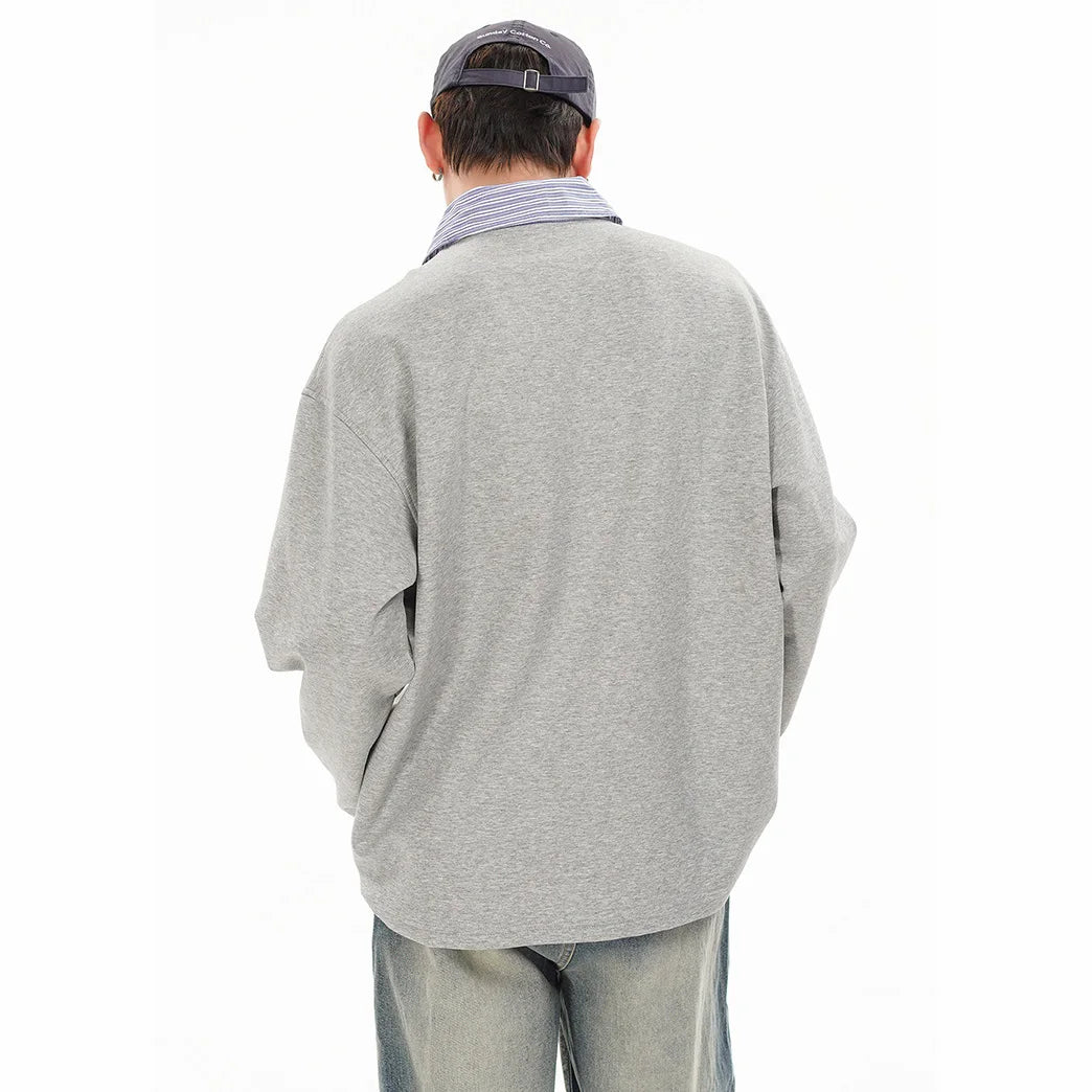 Anime Barcode glitch – Splice Stripe Collar Polo Shirts Men Streetwear Fashion Hip