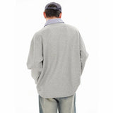 Anime Barcode glitch – Splice Stripe Collar Polo Shirts Men Streetwear Fashion Hip