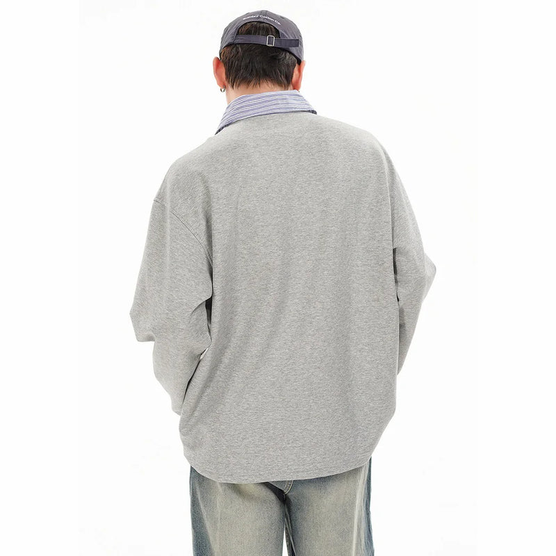 Anime Barcode glitch – Splice Stripe Collar Polo Shirts Men Streetwear Fashion Hip