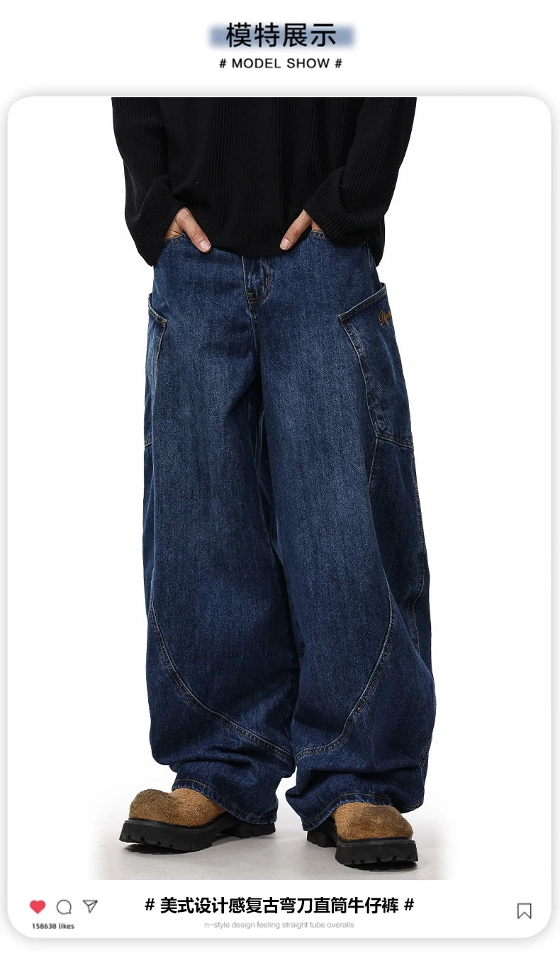 men women streetwear fashion vintage loose casual wide leg denim cargo baggy jeans pants cityboy harem trousers unique cargo style 1393