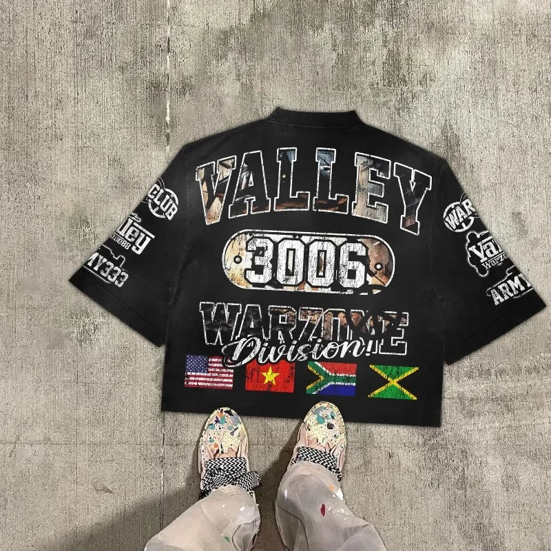 Y2k Oversized shirt – Y2Kstreet Hip Hop Alphabet Pattern Oversized T Shirt Mens Fa