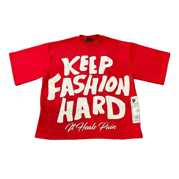 Trapwear Graphic tee – Harajuku Hip Hop Retro Letter Cross Print Oversized Short Sl