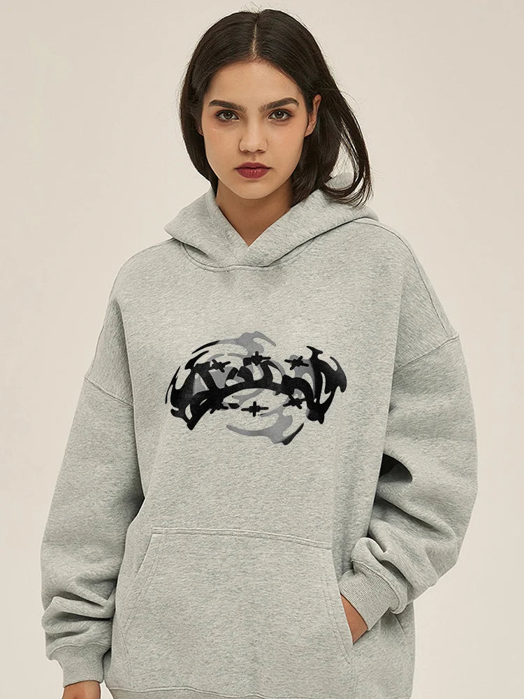 Hardcore skater hoodie with urban rebellious artwork