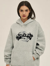 Hardcore skater hoodie with urban rebellious artwork