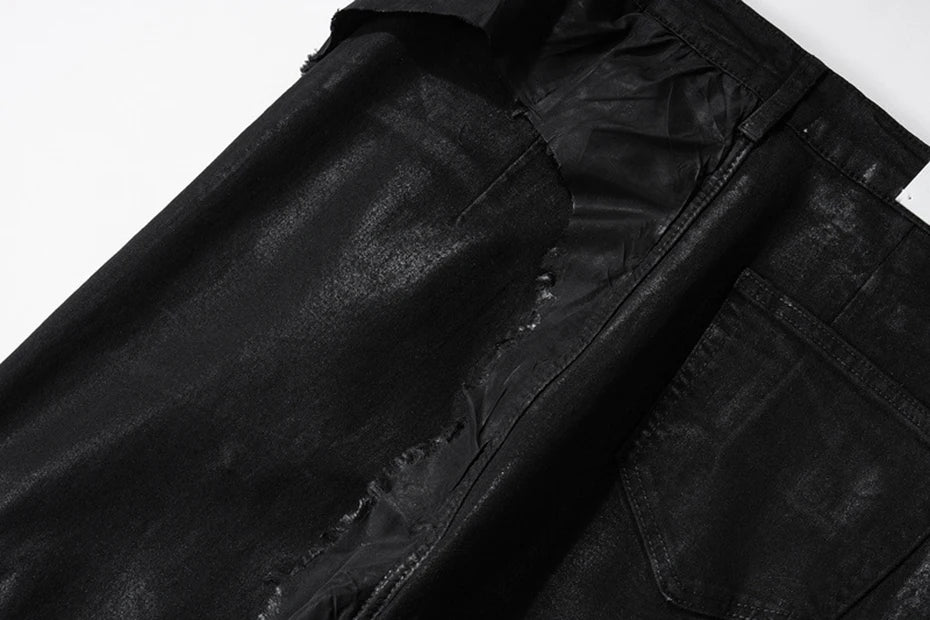 hi street flared jeans men broken patchwork denim pants streetwear harajuku luxury designer black jeans trousers male unique jeans style 361