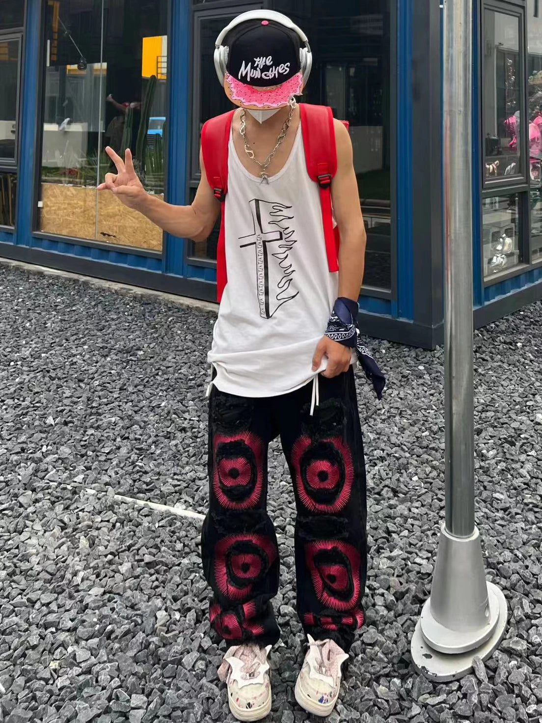 fashion ripped holes denim jeans harajuku embroidery straight jean trousers y2k trouser unisex hip hop streetwear jeans pants unique jeans style 2286
