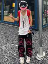 fashion ripped holes denim jeans harajuku embroidery straight jean trousers y2k trouser unisex hip hop streetwear jeans pants unique jeans style 2286