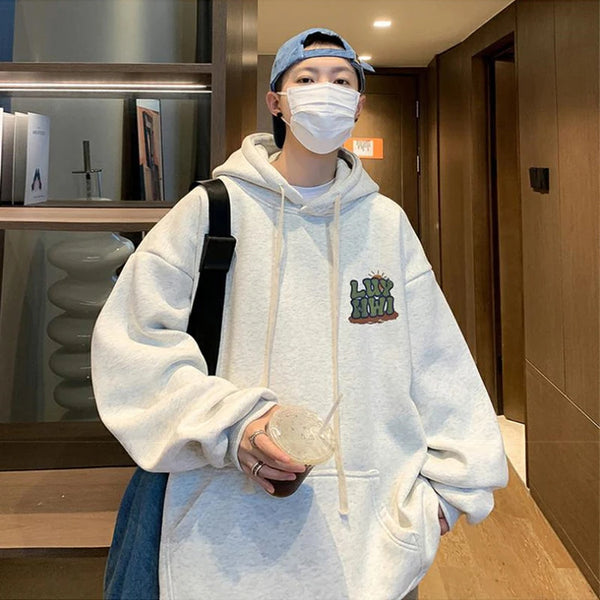 New Letter Graphic Print Hooded Sweatshirts For Men Elegant Vintage Co
