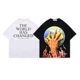 Cyberpunk Broken heart – Men Horror Hand Earth Printed T Shirt Summer Gothic Hip Hop