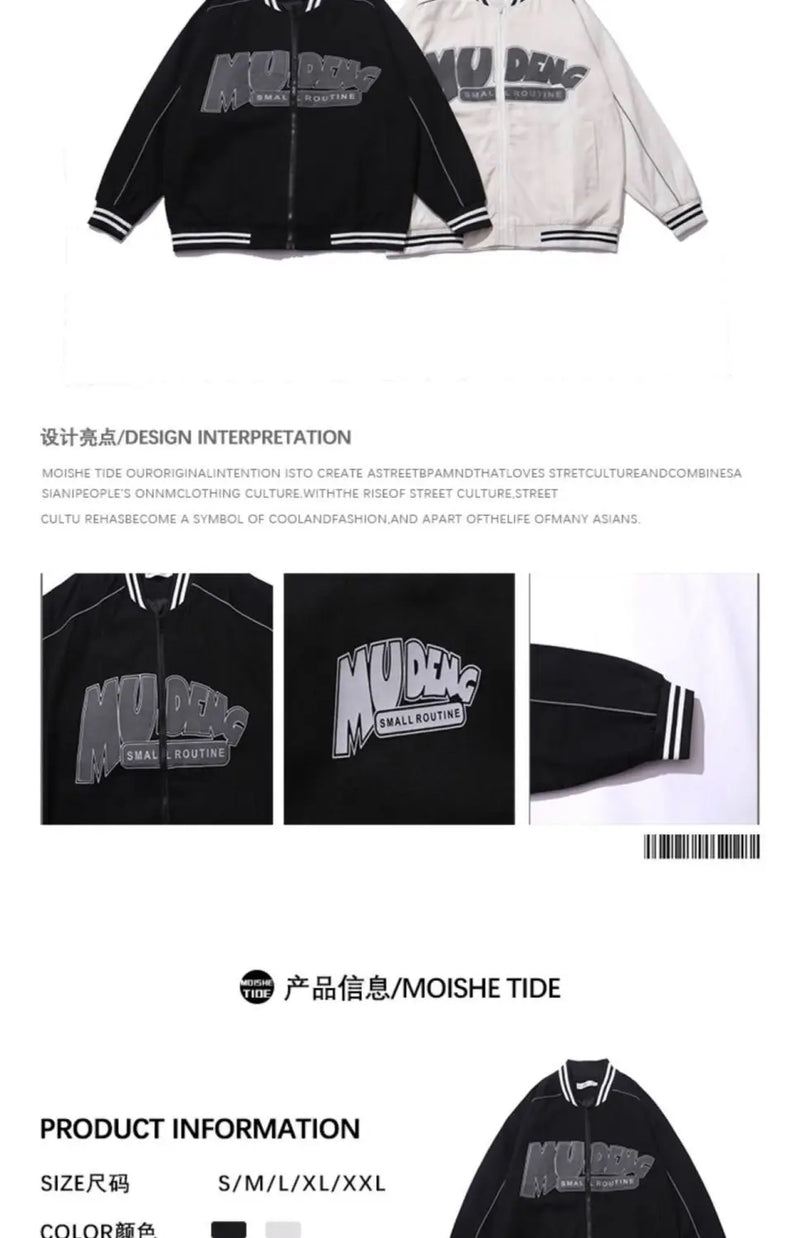 2024 New Autumn Clothing Korean Y2K Retro Letter Print Couple Baseball Uniforms Men Women Ins Loose Hip-Hop Personalized Jackets