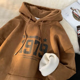Winter New Korean Men's Hooded Sweatshirt New Niche Ins Harajuku Style Personality Loose Casual Y2K Couple Thickened Jacket Top