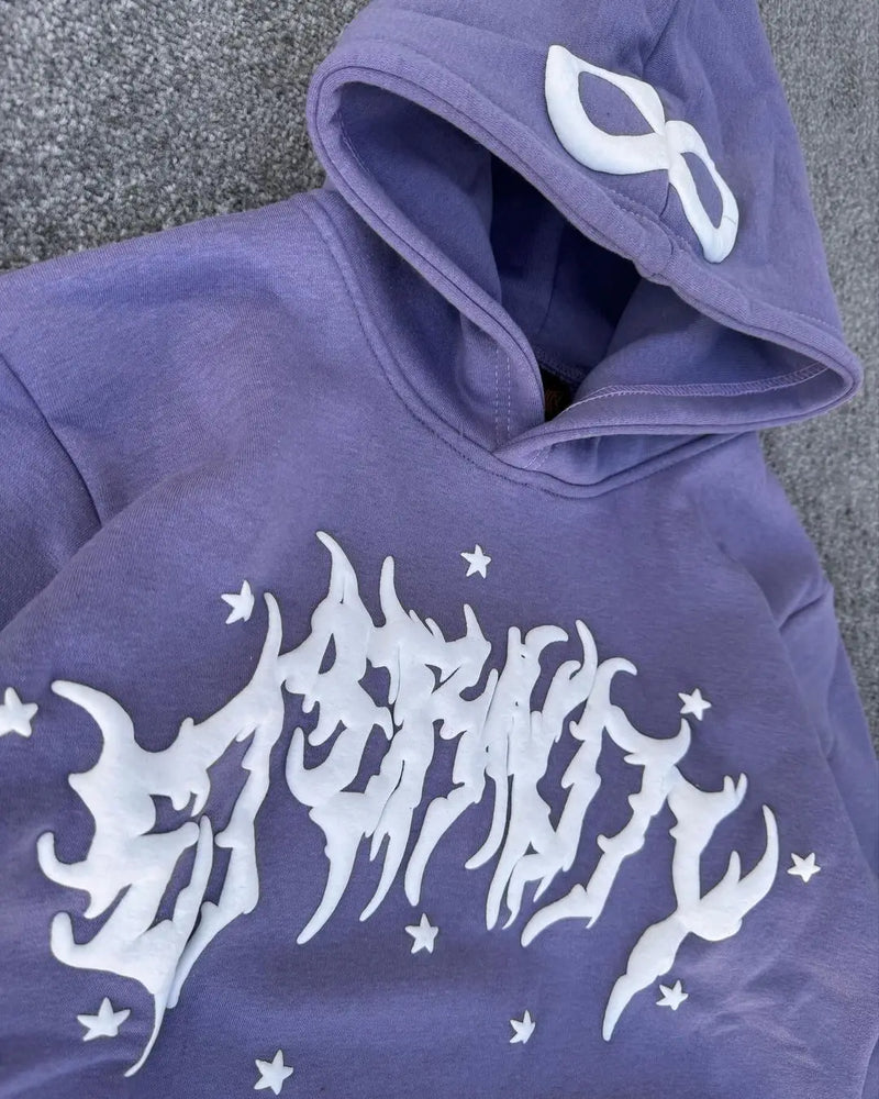 2024 y2k long sleeved foam printed pullover hoodie sweatshirt and pants two piece streetwear trendy wear dark vintage casual unique default style 2283
