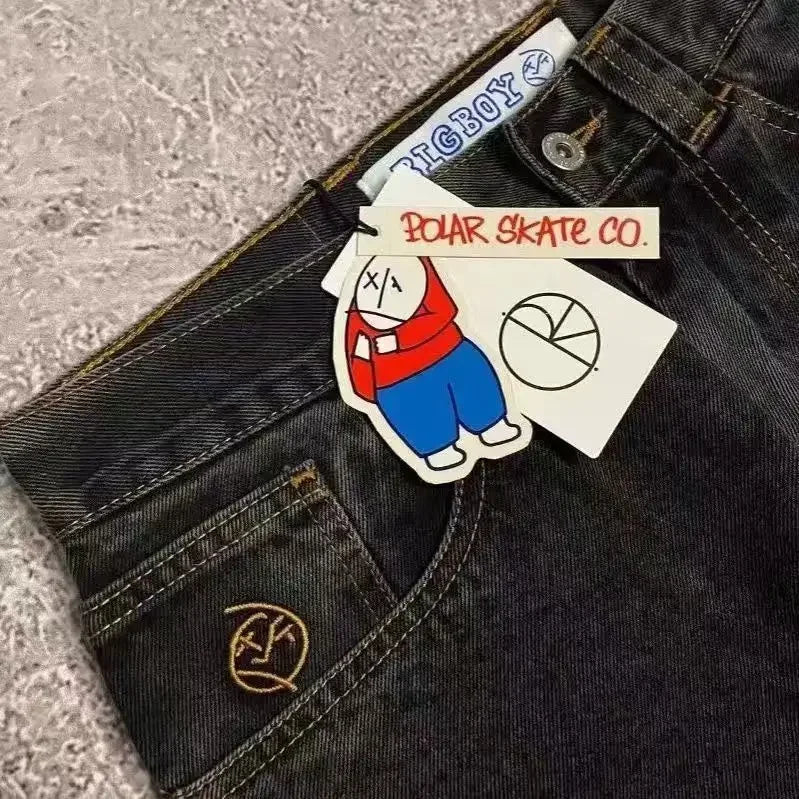 bigboy foreign trade american retro autumn new mens jeans ins black loose straight wide leg cargo pants streetwear men joggers relaxed fit joggers