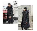 Korean Style Winter Long Parka Coat Men Woman Down Jacket Clothing Hooded Fur Collar Thicken Warm Leisure Lovers Overcoat