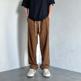 4 colors drawstring corduroy pants men fashion cotton casual pants men streetwear hip hop loose straight pants mens trousers relaxed fit trousers