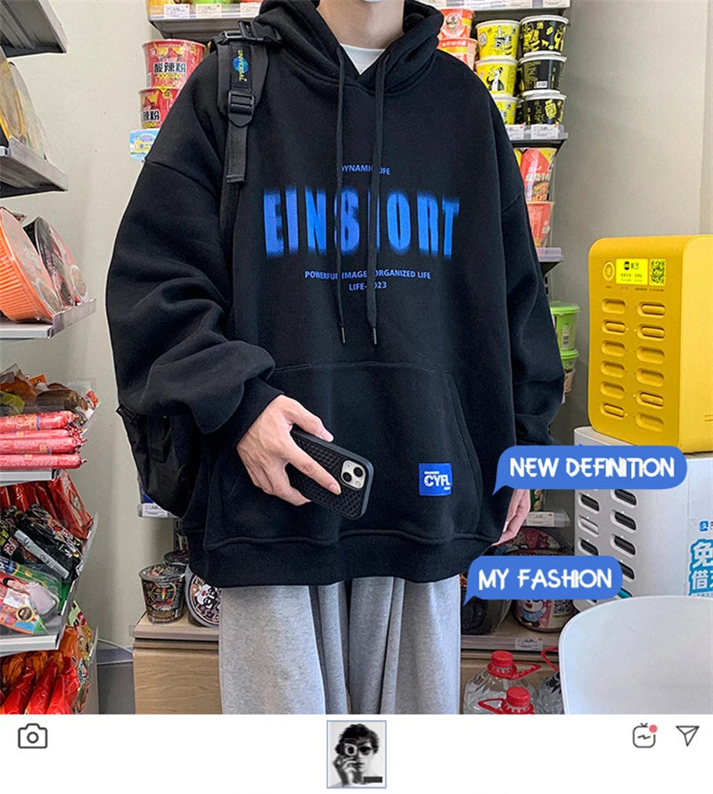 Spring Retro Letter Printed Hoodies Hombre 2024 New Personality Loose