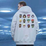 Funny Pixel Figure Graphic Hoodies For Men Autumn Y2K Streetwear Pullover
