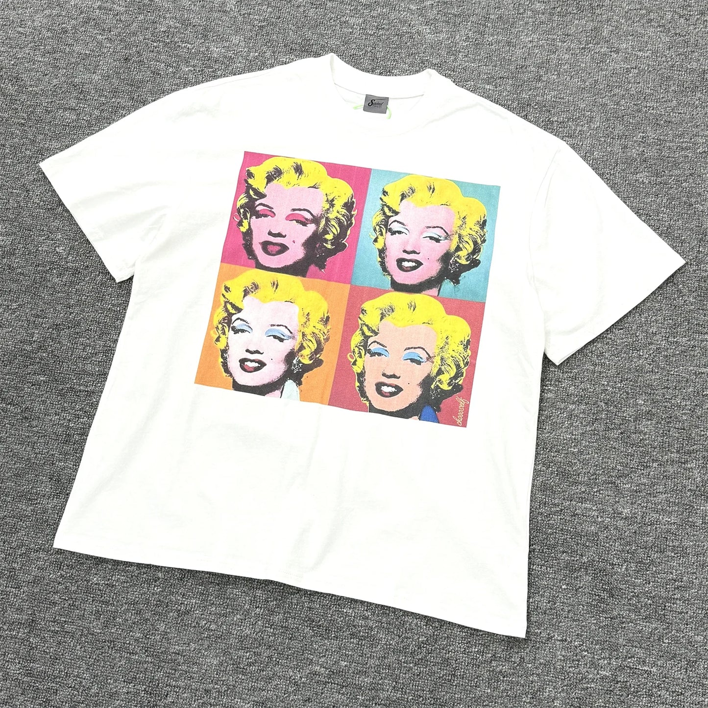 vaporwave vintage t-shirt featuring vintage summer monroe portrait print streetwear hip pop style high street white tops t shirt