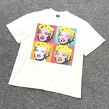 vaporwave vintage t-shirt featuring vintage summer monroe portrait print streetwear hip pop style high street white tops t shirt