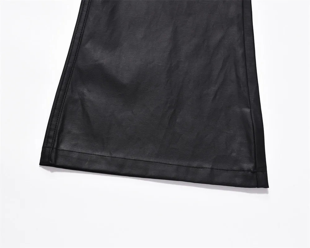 men japanese streetwear fashion vintage hip hop punk gothic cleanfit black coated flare pant man trousers unique default style 1384