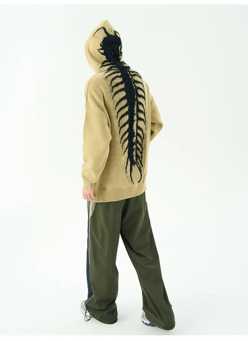 bold graphic pullover, layered streetwear look, soft knit pullover with flame design, y2k fashion statement