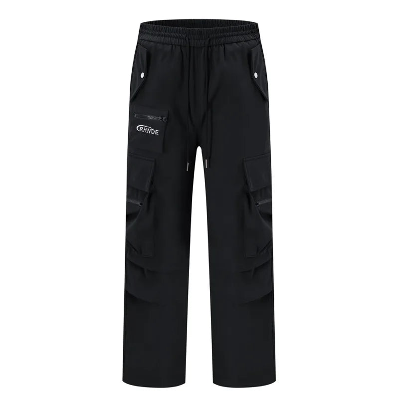 fashion loose streetwear cargo pant unisex casual multi pocket wide legs drewstring trousers hip hop joggers mens baggy pants unique joggers style 5056