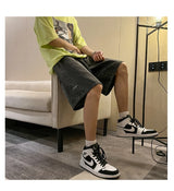 Korean Style Summer Men's Black Wide Leg Denim Shorts 2023 New Fashion Casual Baggy Short Jeans Male Brand Clothes