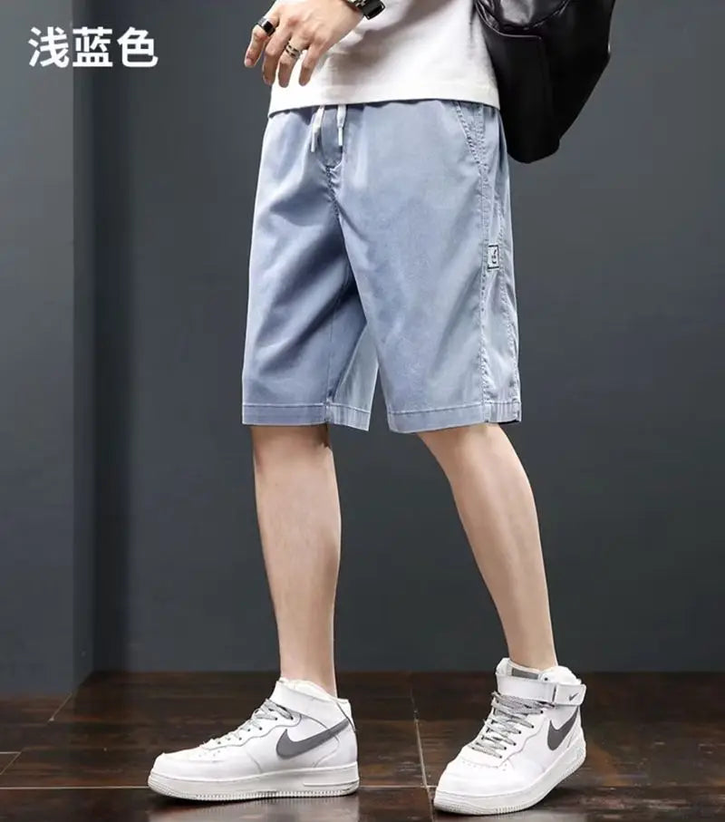 casual denim shorts mens 2024 summer trend ins pop japanese gothic hip hop loose casual cargo five quarter pants korean fashion utility cargo pants