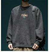 Autumn Funny Fishing Graphic Print Sweatshirts For Men High Street Let