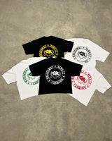 Vaporwave Chrome logo – Y2K Streetwear Gothic Straw Letters Oversized Printed T Shir