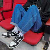 2023 spring new luxury fashion loose straight jeans men retro fashion high street pants boutique clothing simple style unique jeans style 3819