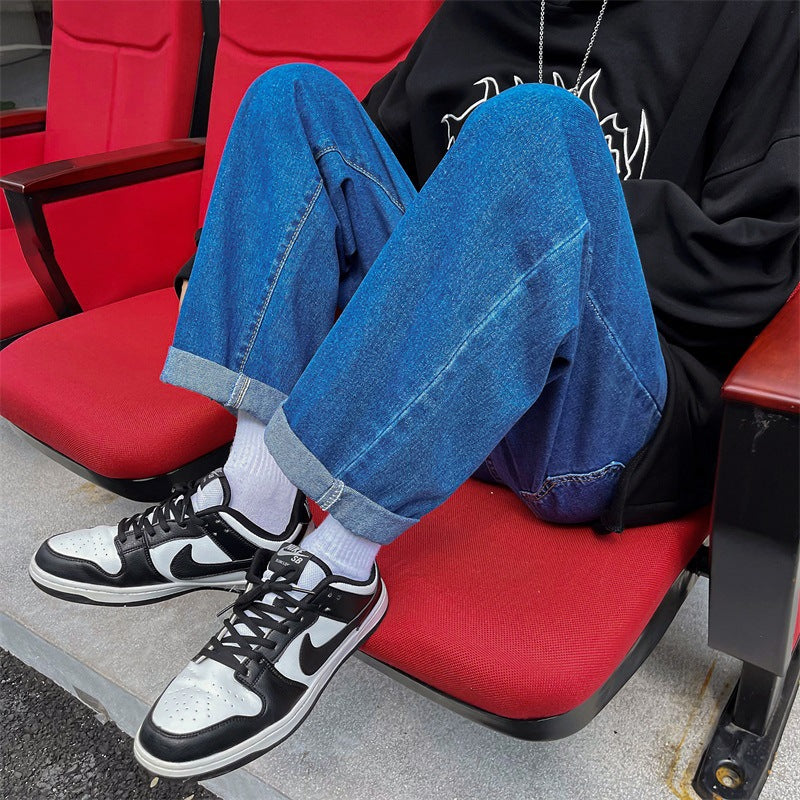2023 spring new luxury fashion loose straight jeans men retro fashion high street pants boutique clothing simple style unique jeans style 3814
