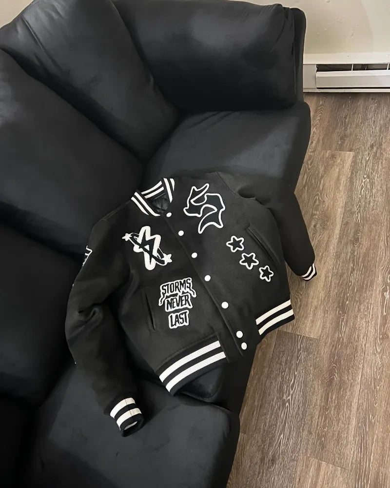American New Trend Personality Graphics Mao Jinxiu Oversized Jacket Men's Y2K Harajuku Hip-hop