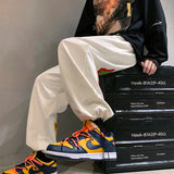 preppy style letter embroidery straight men baggy tracksuit pants y2k clothes sweatpants male drawstring casual long trousers unique joggers style 1085