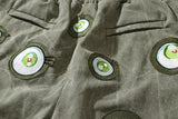 Japanese Eyes Embroidery Washed Military Green Worn Canvas Shorts for Men Summer Pockets Baggy Cargo Short Oversized
