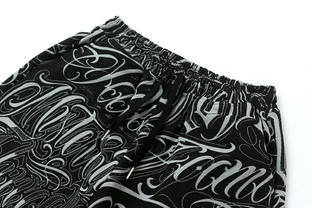 2 pieces sets mens fashion harajuku printed single breasted shirts and drawstring capris short pants joggers new streetwear sets unique joggers style 4450