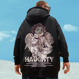 Autumn Haughty Angel Graphic Fleece Hoodies For Men Oversized Retro