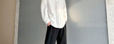 Men French Vintage Fashion Business Casual Long Sleeve Loose Dress Shirts Man Korean Streetwear Party Shirt Blouses