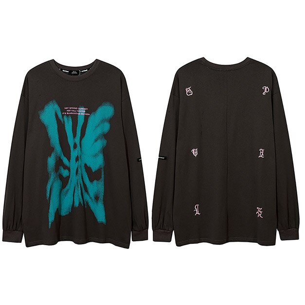 "Skeleton Fly" Unisex Men Women Streetwear Graphic Sweatshirt Daulet Apparel