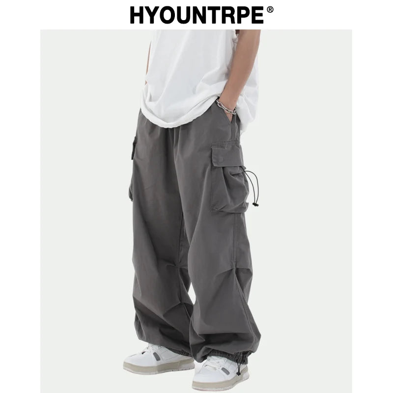 hip hop loose fit elastic waist pants fashion side pocket pants streetwear mens new spring summer casual baggy pants joggers casual joggers