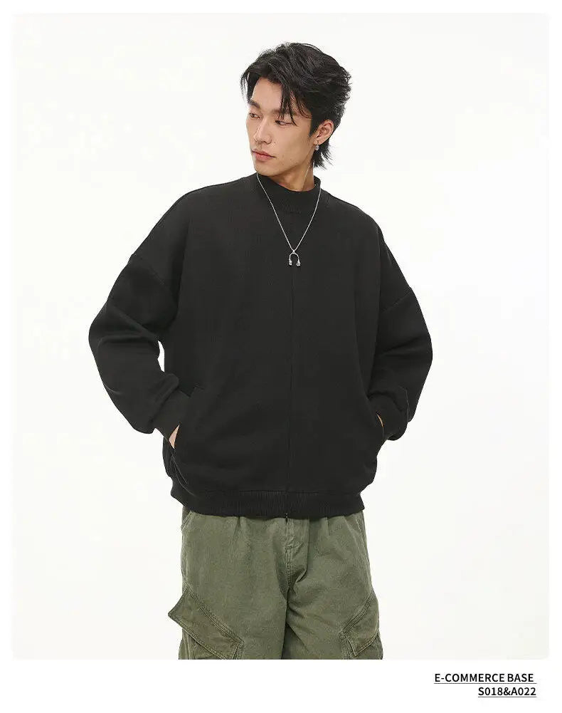 Stand Collar Half Zipper Pullover Casual Sweatshirt Men Women Streetwe
