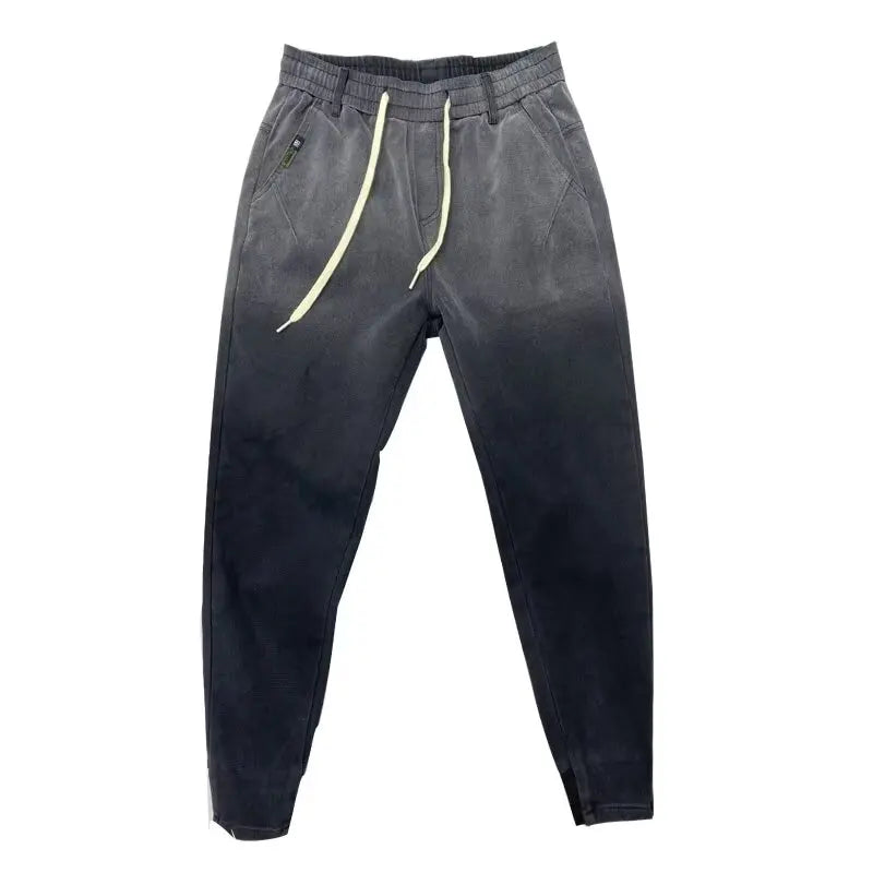 gradient hip hop baggy pants mens elastic waist jeans casual denim pants tapered legs new luxury designer korean pants vintage washed jeans