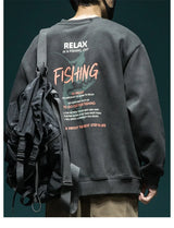 Autumn Funny Fishing Graphic Print Sweatshirts For Men High Street Let
