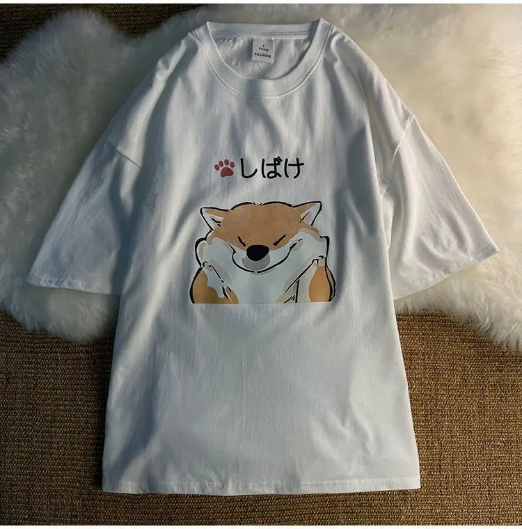 Gothic Graphic tee – Japanese New Summer Pure Cotton Cartoon Printed Short Sleeve