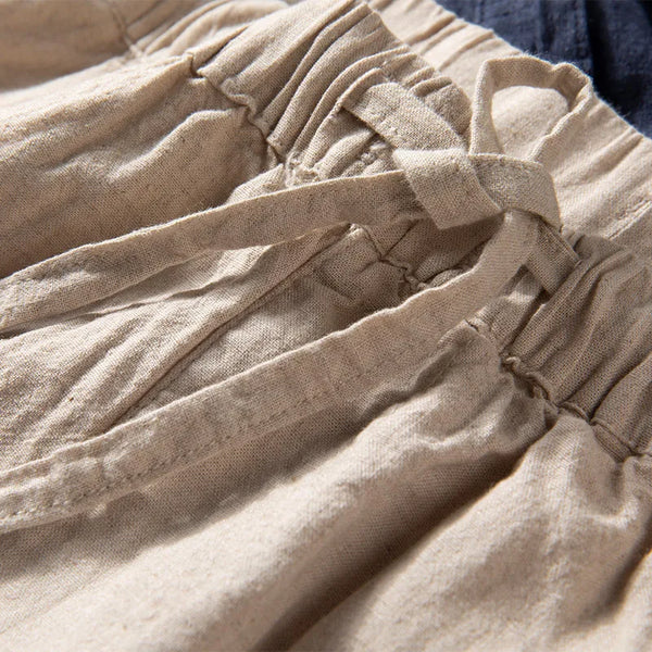 linen shorts mens summer thin linen medium pants straight loose solid color japanese vintage casual pants relaxed fit shorts