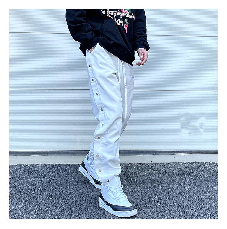 washed distressed denim sweatpant cashew flower patchwork oversized splice buckle jogging jeans casual button baggy men clothing unique joggers style 4352