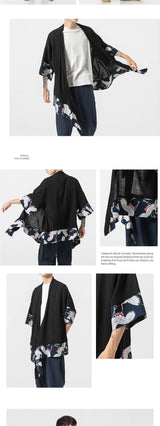 Japanese Kimono Cardigan Men Summer New Haori Samurai Kimonos Karate Streetwear Shirt Kimono Japones Mens Haori Yukata