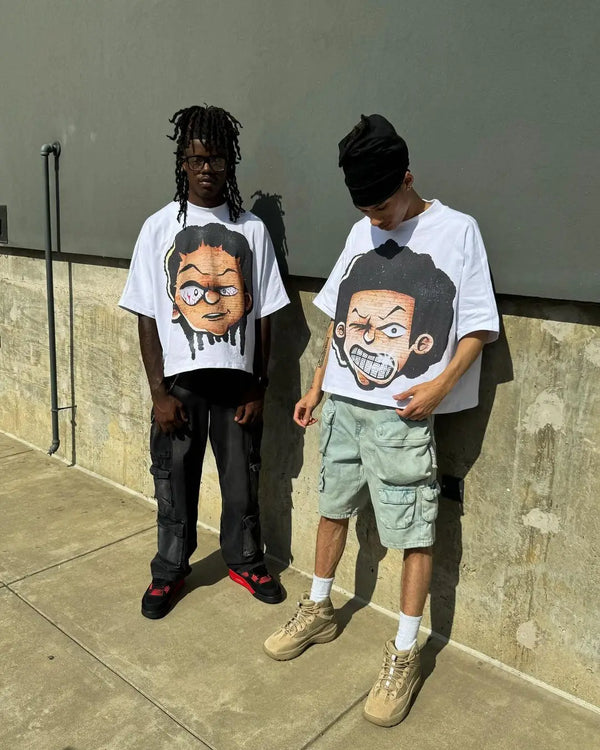 harajuku summer casual graphic t shirts men cartoon big head streetwear oversized y2k tops gothic clothes goth women clothing urban fashion pants